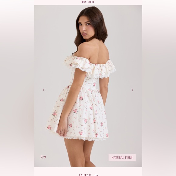 House of CB Stretch Cotton Floral Print Off Shoulder Corset Mini Dress- M - Picture 4 of 10